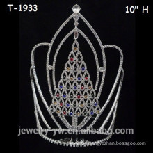 Large colored crystal christmas pageant tree crowns